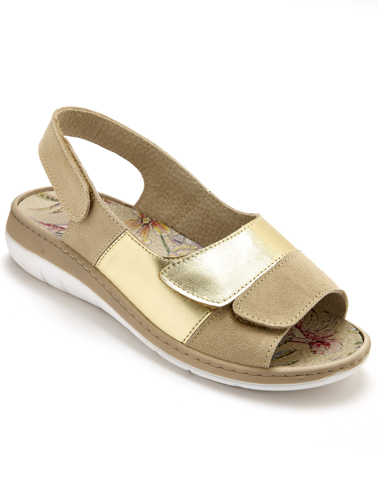 Sandales à scratchs tout cuir