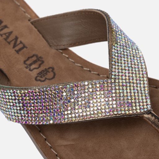 Lazamani Rainbow Slippers zilver Leer