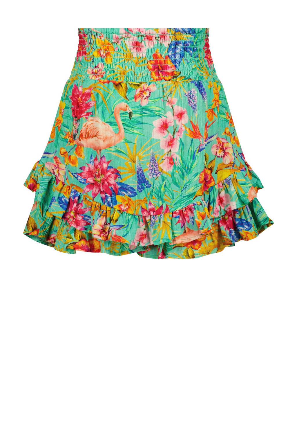Vingino gebloemde skort Reily groen/multicolor