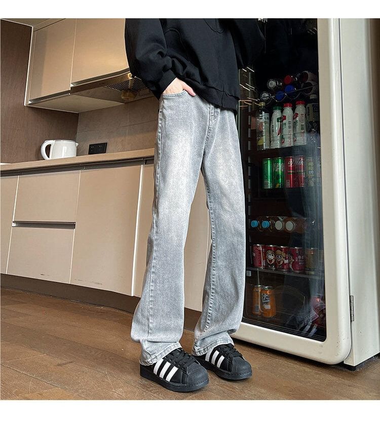 Sheck - Mid Rise Washed Straight Leg Jeans (diverse designs)