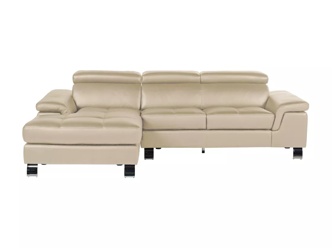 Canapé d'angle cuir MISHIMA - Taupe - Angle gauche