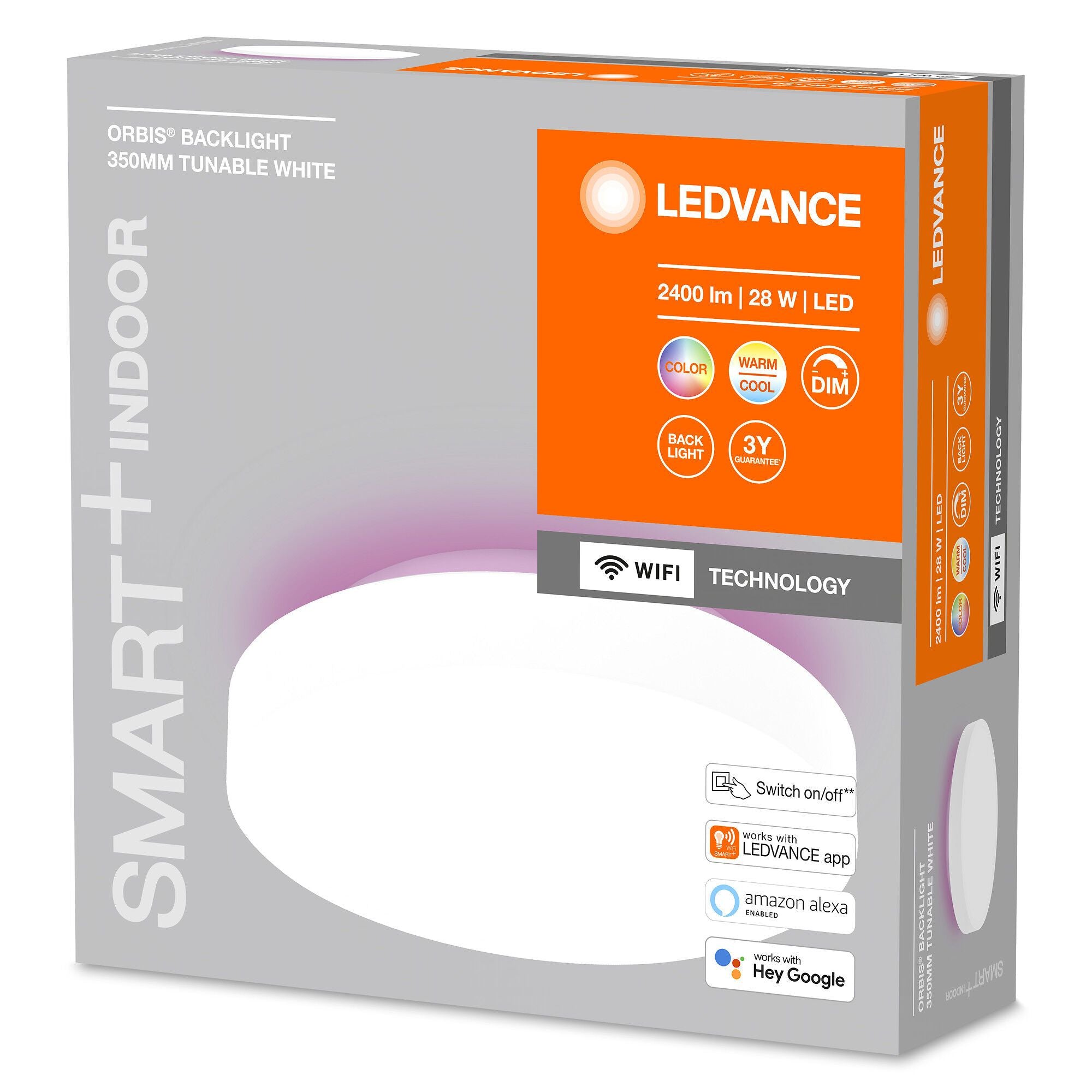 LE_SMART ORBIS BACKLITE Wand-Decken rund - Weiss / B: 35.0 cm x T: 35.0 cm x H: 9.0 cm