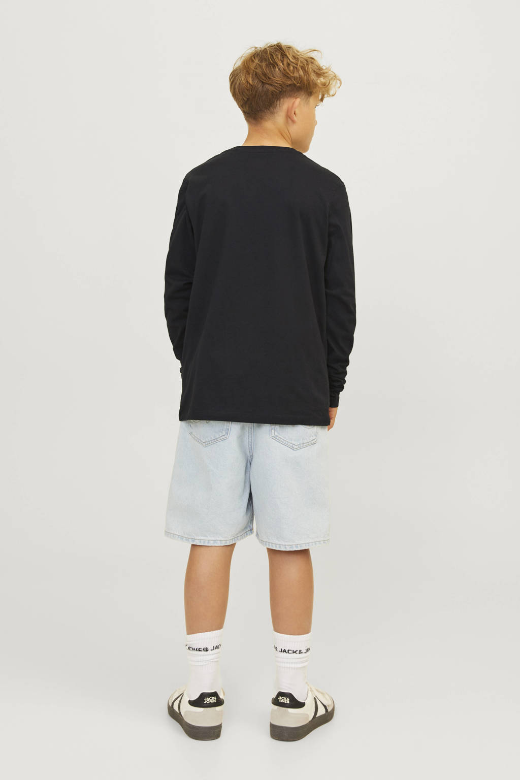 JACK & JONES longsleeve JJESWIFT met printopdruk zwart