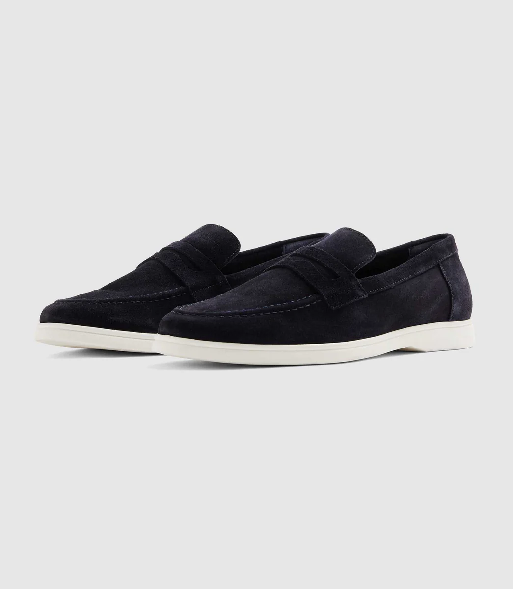 Mocassin en cuir marine 