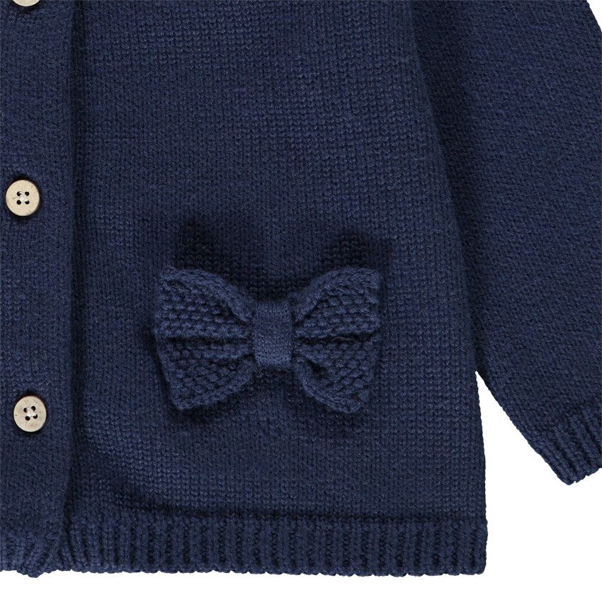 Gilet en tricot avec noeuds pour bébé fille - Bleu moyen