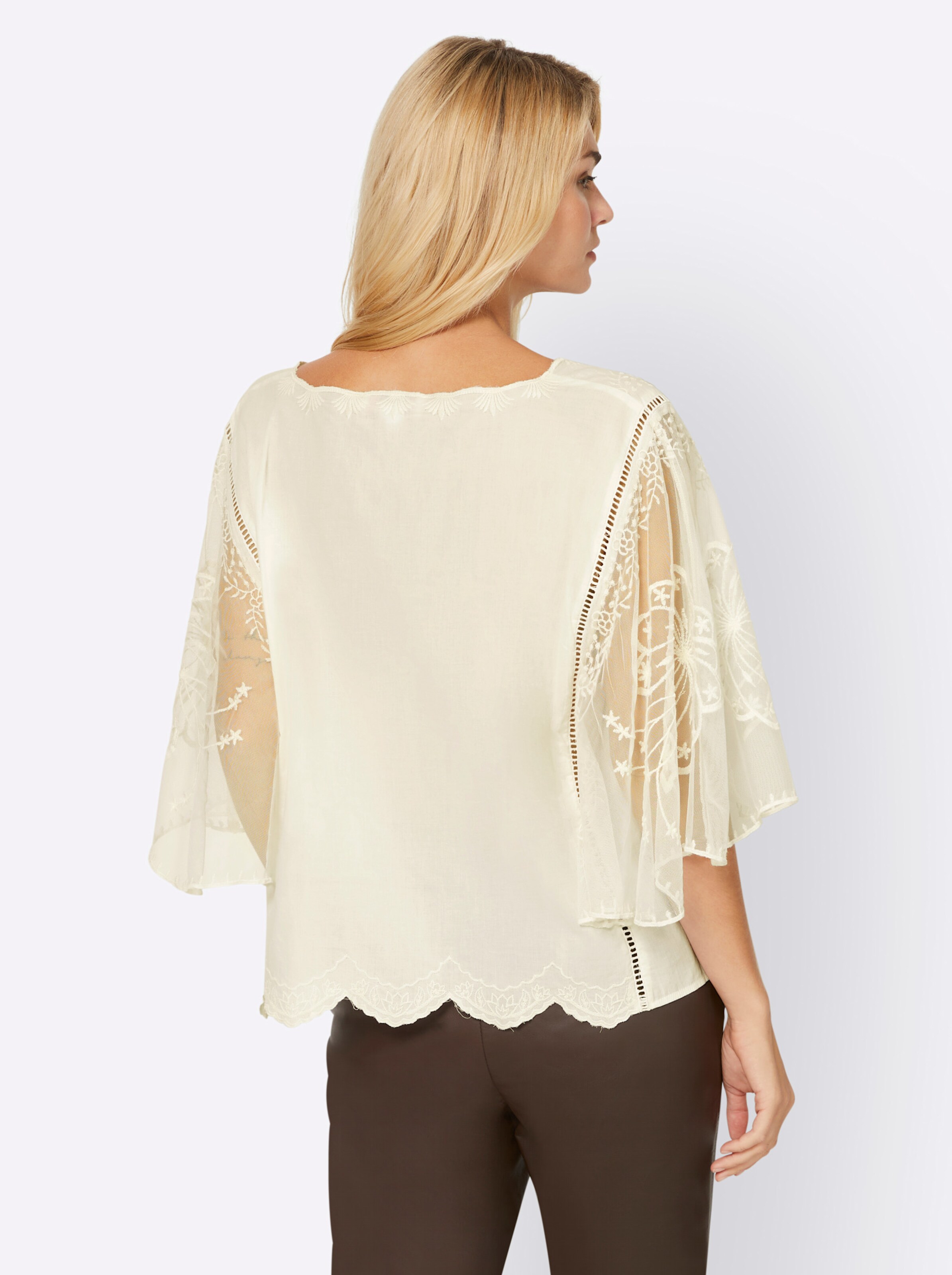 heine Stickereibluse in champagner