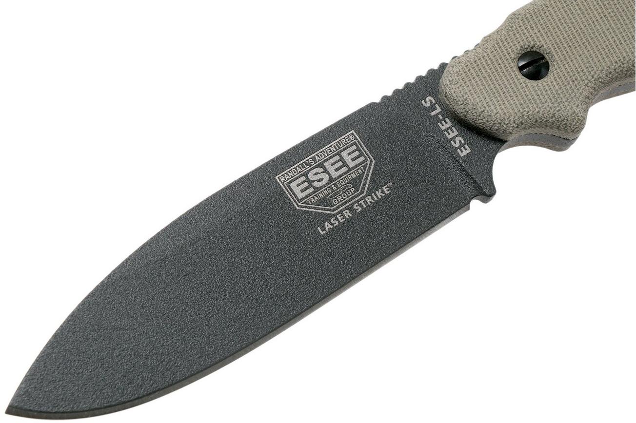 ESEE Laser Strike Tactical Gunsmoke LS-PTG survivalmes met kydex schede   riemclip