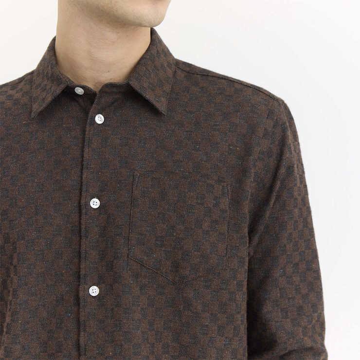 By Garment Makers Bob Checked Shirt Premium Ebony brown