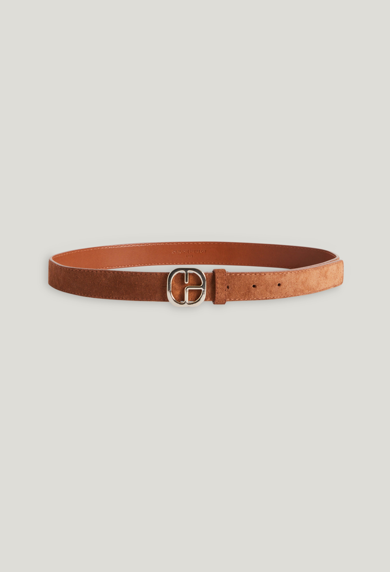 Ceinture cuir su&egrave;de caramel
