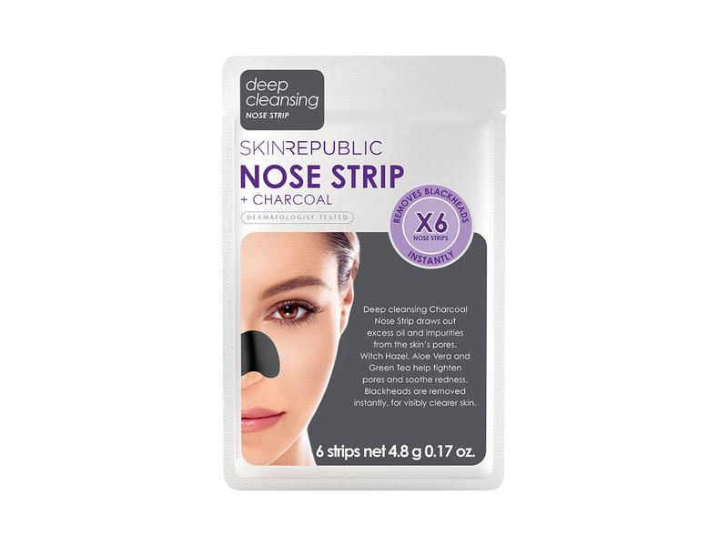SkinRepublic Maske Charcoal Nose Strips 6 Stück Klärende Gesichtspflege