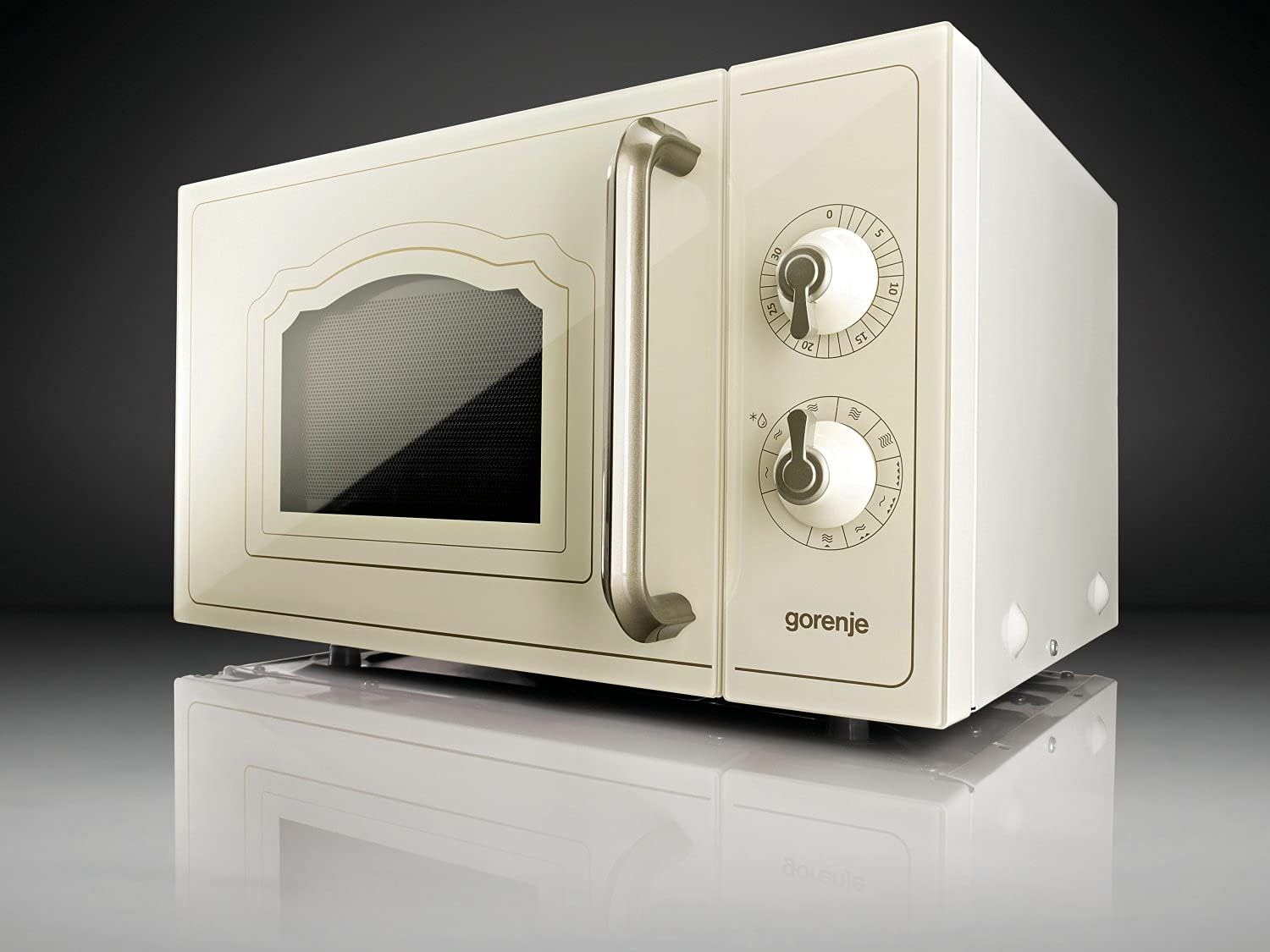 Gorenje MO 4250 CLI Stand-Mikrowelle mit Grillfunktion / 700 W / Garraum 20 L / elfenbein / Classico Collection, Beige