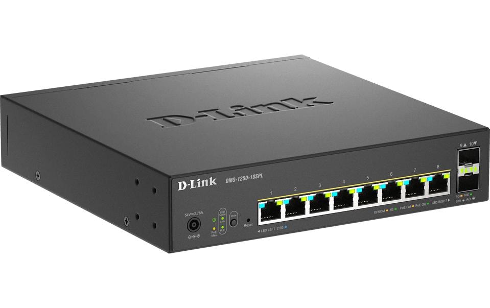 PoE Switch DMS-1250-10SPL 10 Port<br>8-Port Multi-Gigabit Smart Managed Switch
