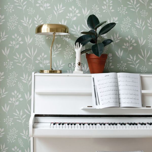 Estahome Bloemmotief Behang - Scandinavische stijl - 0,53 x 10,05 m - Warm Grijs