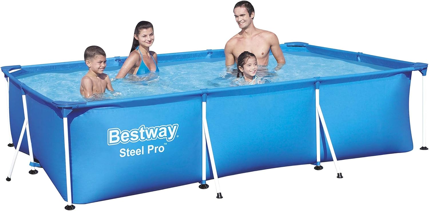 Bestway Steel Pro Framepool ohne Pumpe, eckig, 300 x 201 x 66 cm, 56404-19, Blau