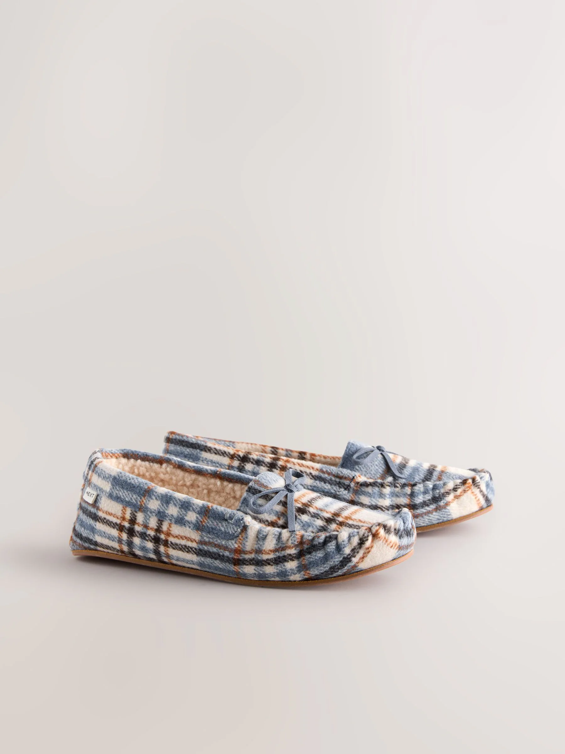 Blauw geruit - Moccasin Brushed Slippers