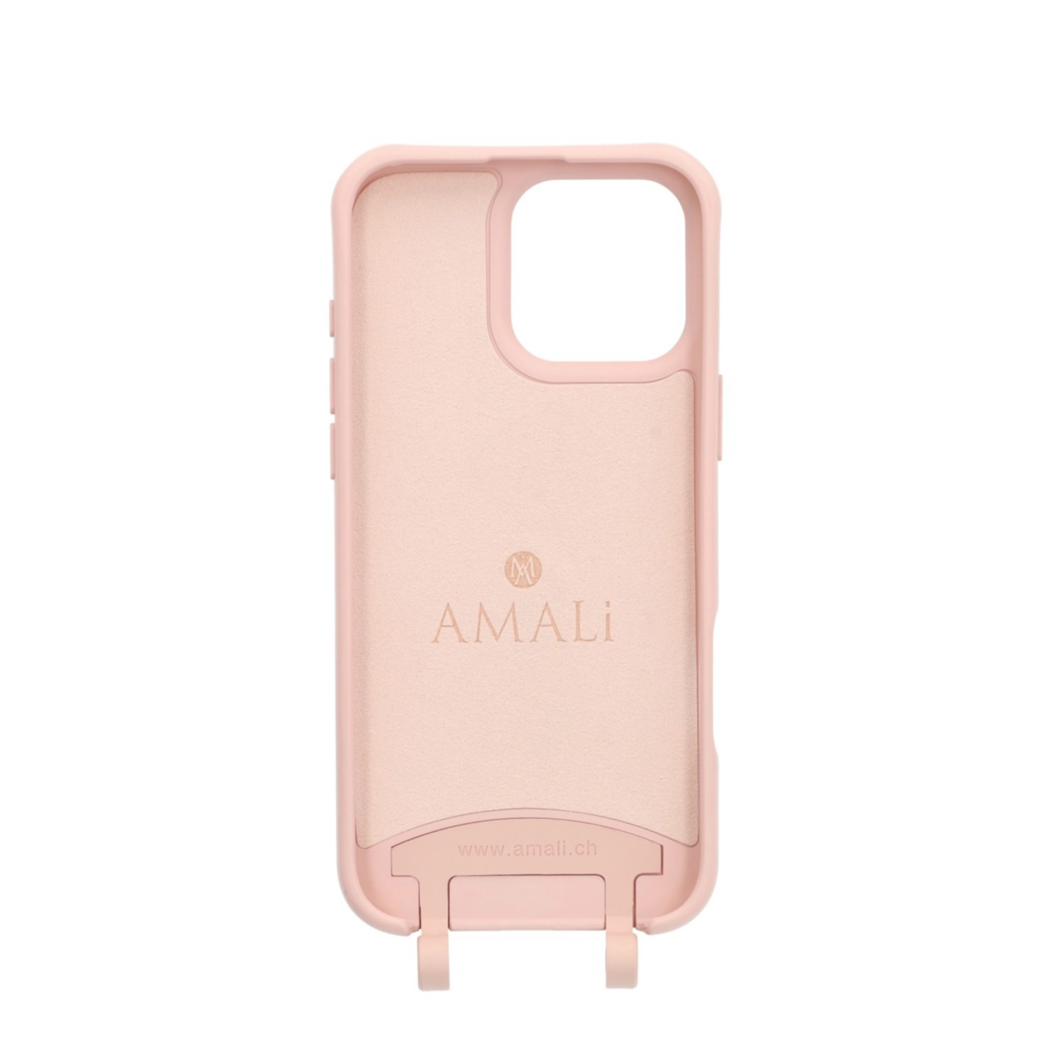 iPhone 16 Pro Max Handy Hülle Elegantes Case mit abnehmbarem Necklace Adapter - Pink / Gold