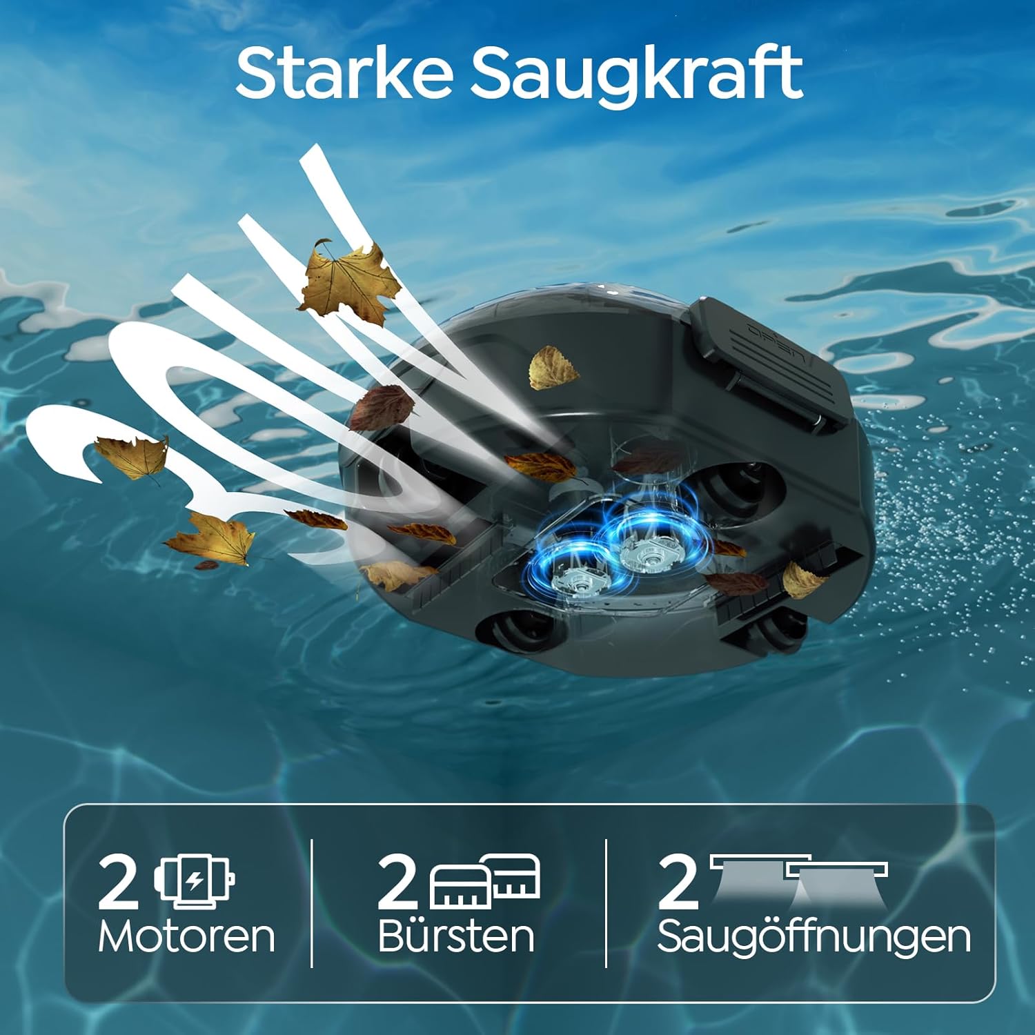 (2026 Upgrade) S2 Poolroboter,Doppelfiltration,Kabelloser Poolsauger Akku, 90 Min Automatische Reinigung mit Selbsteinparkfunktion,Dual Motoren Poolreiniger für Flache Böden Pools bis 80 m²