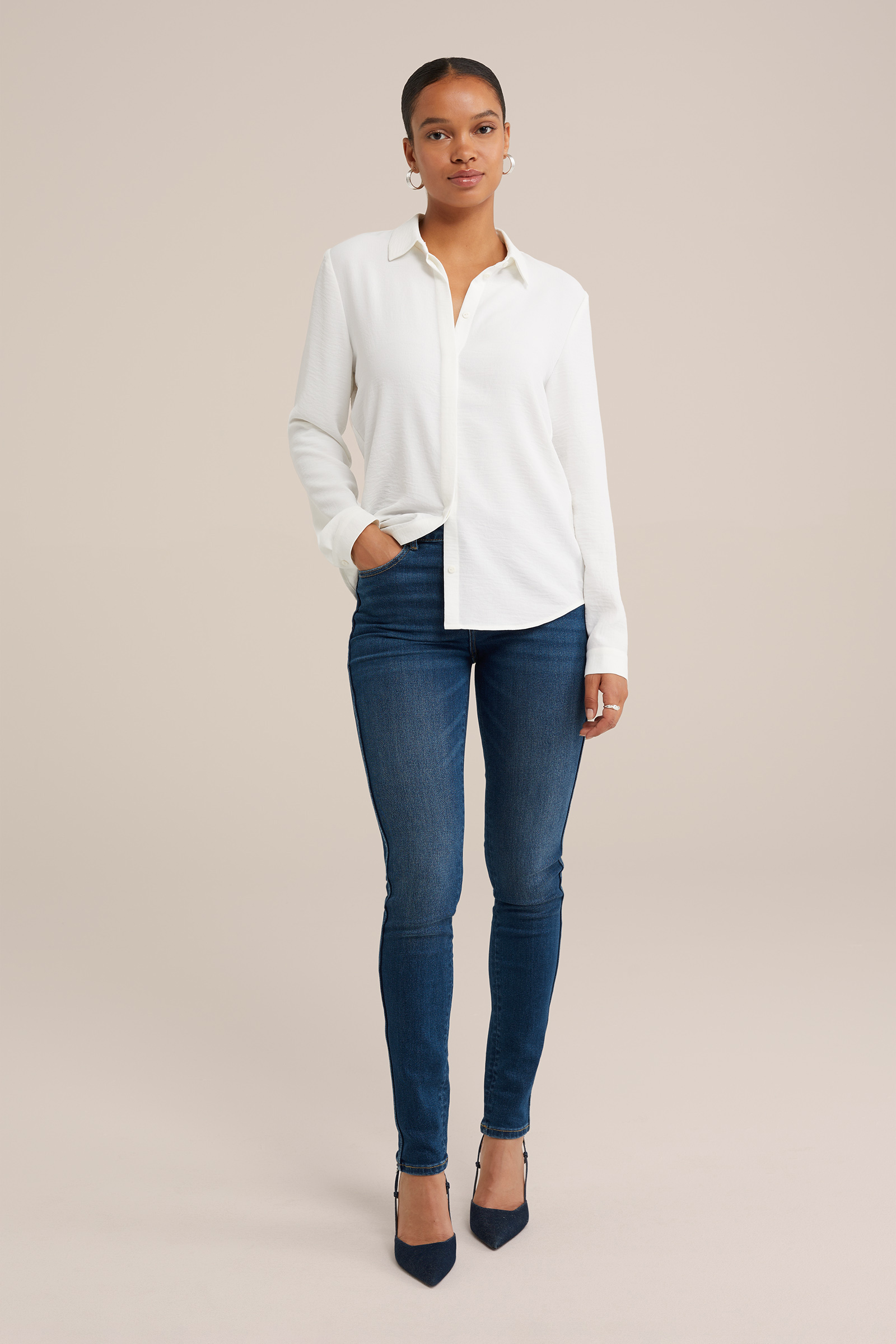 mid rise skinny jeans met superstretch Blue Ridge Donkerblauw