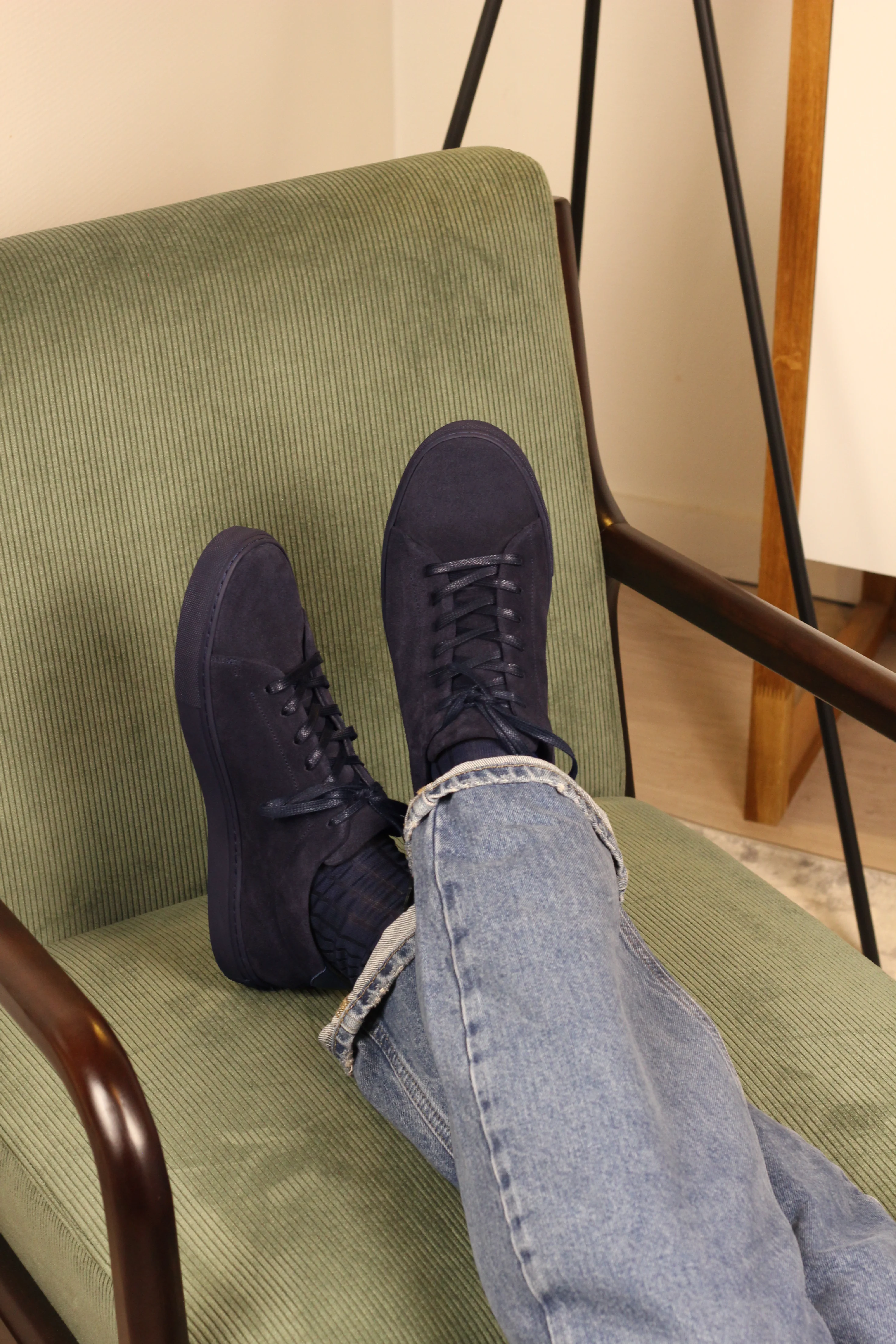 Kooper-Sneakers / Basket en velours marine