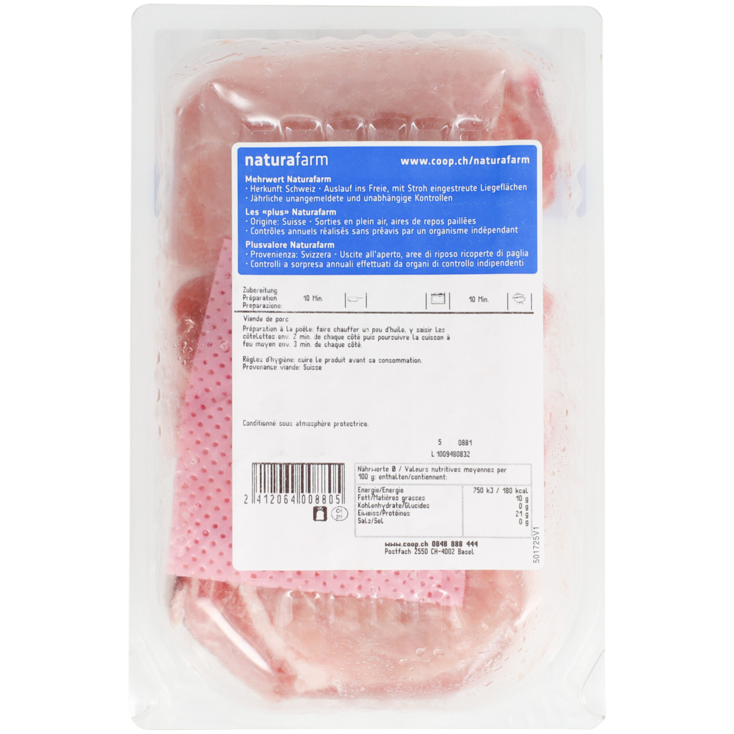 Naturafarm Schweins-Koteletten 3 Stück 600g