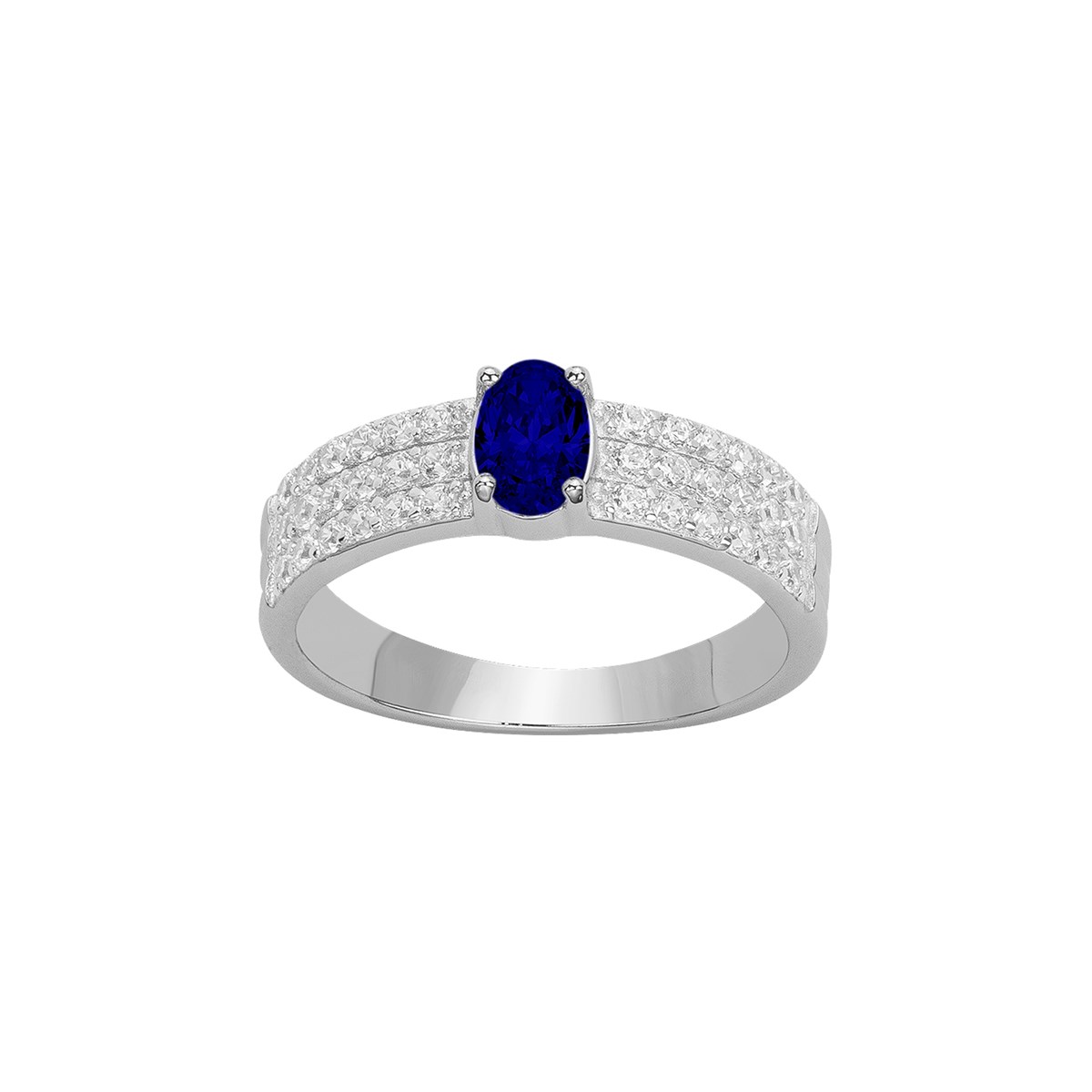 Bague de fiançailles en Argent avec spinelle bleu saphir