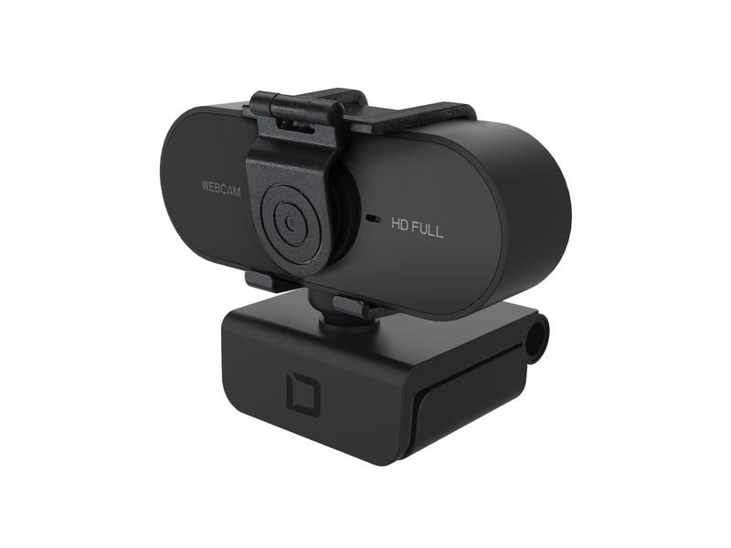 DICOTA Webcam PRO Plus Full HD Full-HD-Webcam mit Digitalmikrofon und Kamera Cover
