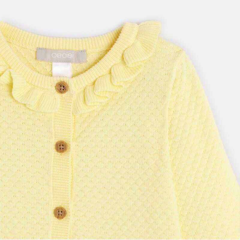 Gilet maille fantaisie jaune bébé fille Jaune