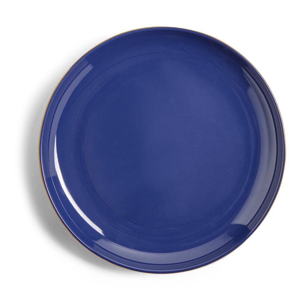 Assiette plate bleue bordure dorée Ø27cm