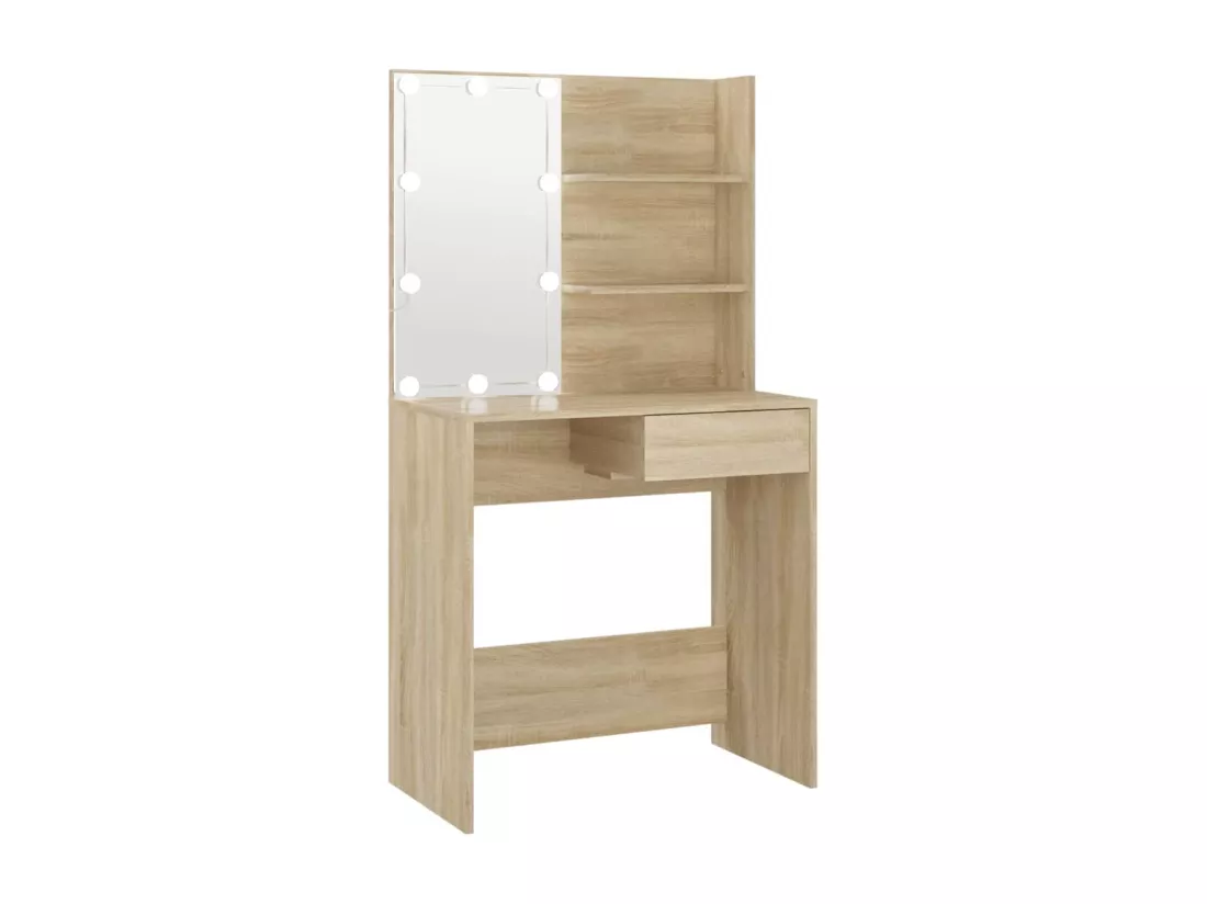 Coiffeuse avec LED chêne sonoma 74,5x40x141cm bois d'ingénierie