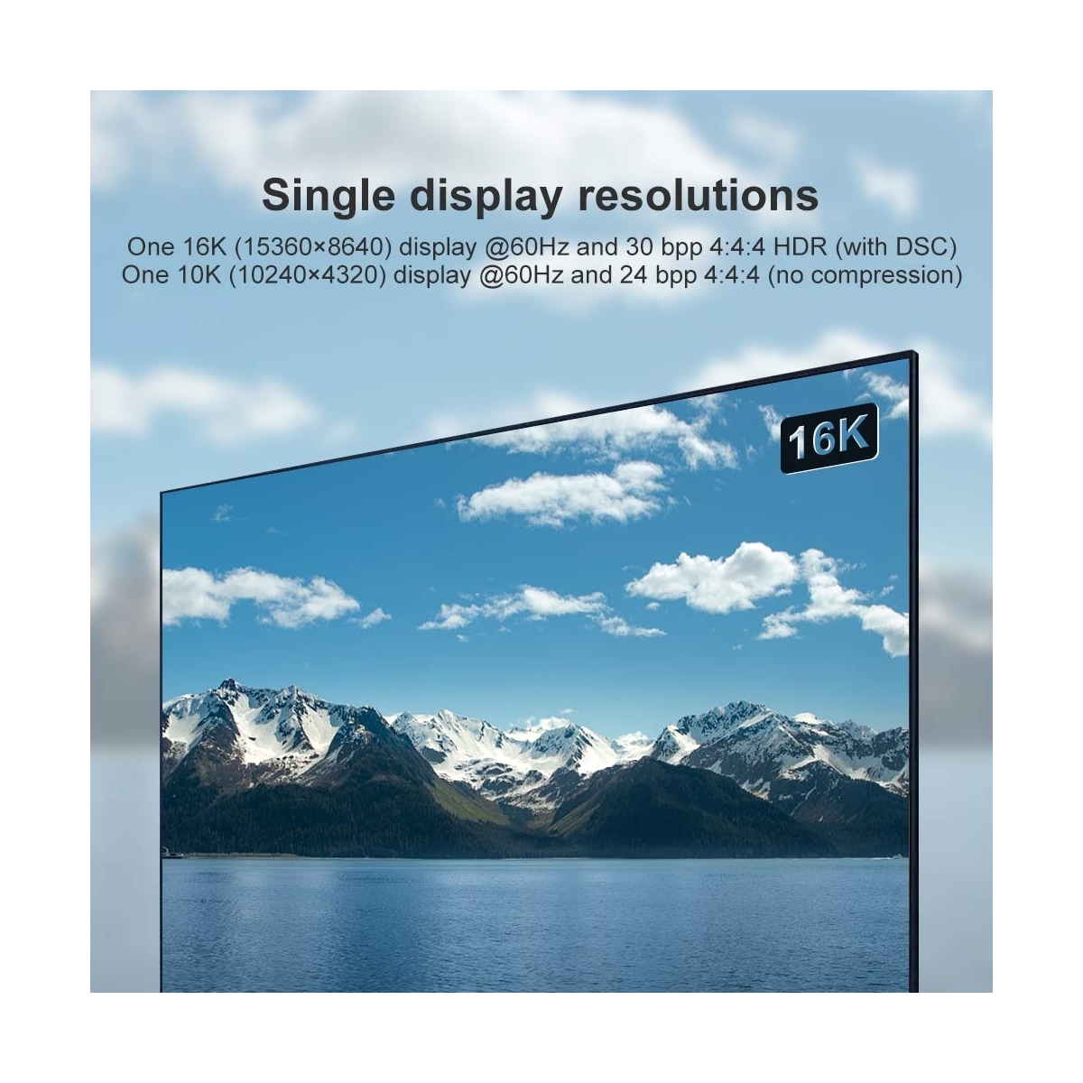 NÖRDIC 2m nylonflettet Displayport 2.1 kabel DP80 UHBR20 80Gbps 16/10/8K60H 4K165/144Hz DSC1.2a HDR HDCP2.2 FreeSync G-Sync