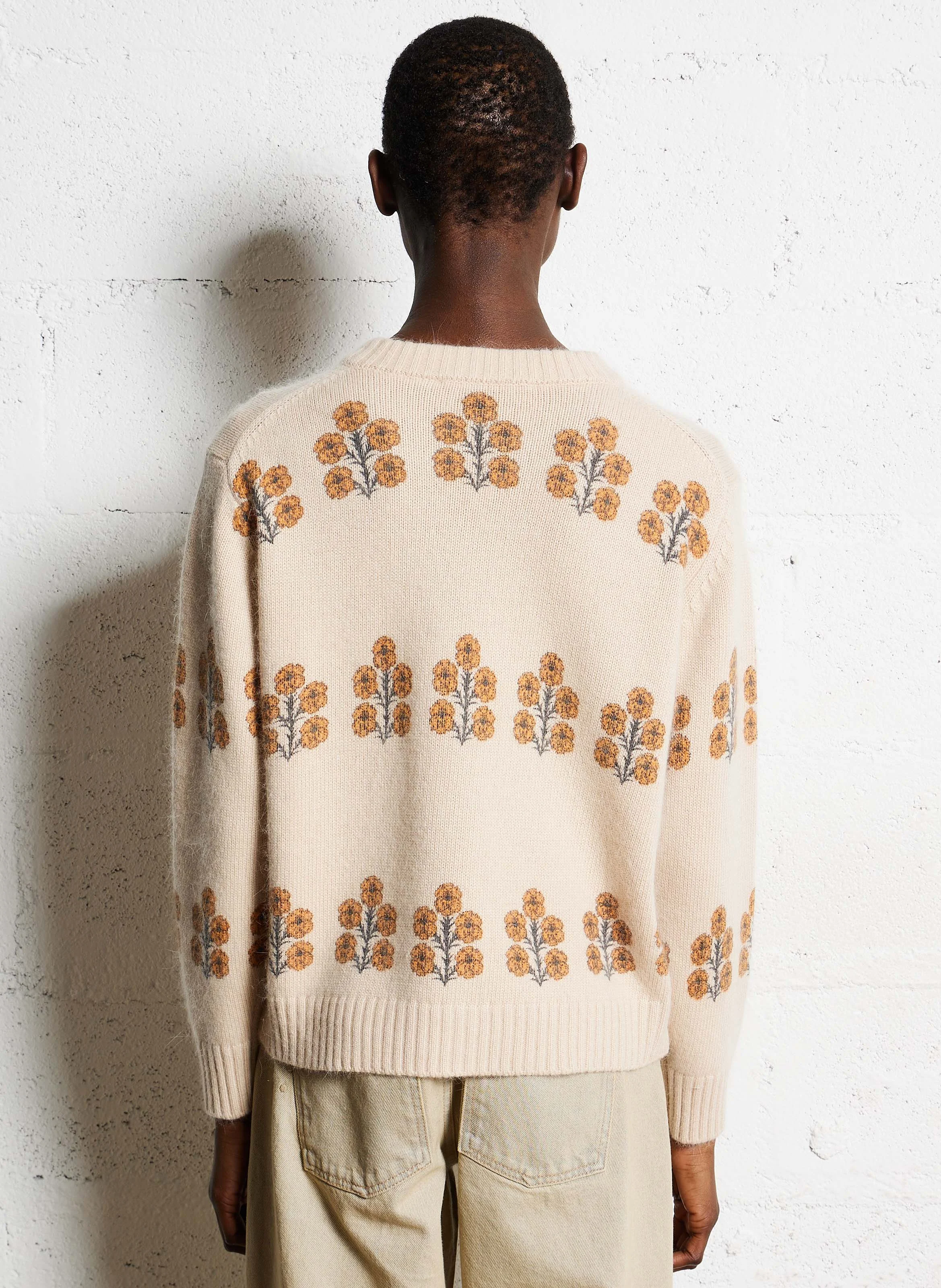 BELEN ASTER - Cardigan droit à motifs| Beige