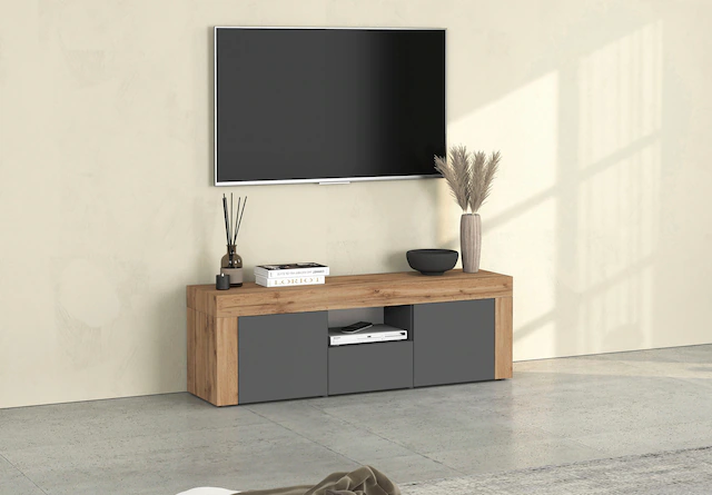 INOSIGN Lowboard »CHRONOS Breite 155 cm mit 2 Türen, 1 Schublade,1 offenes Fach« 1 Stk. tlg. TV-Board, Sideboard niedrig, Grifflos mit Push to Open 'Made in Italy'