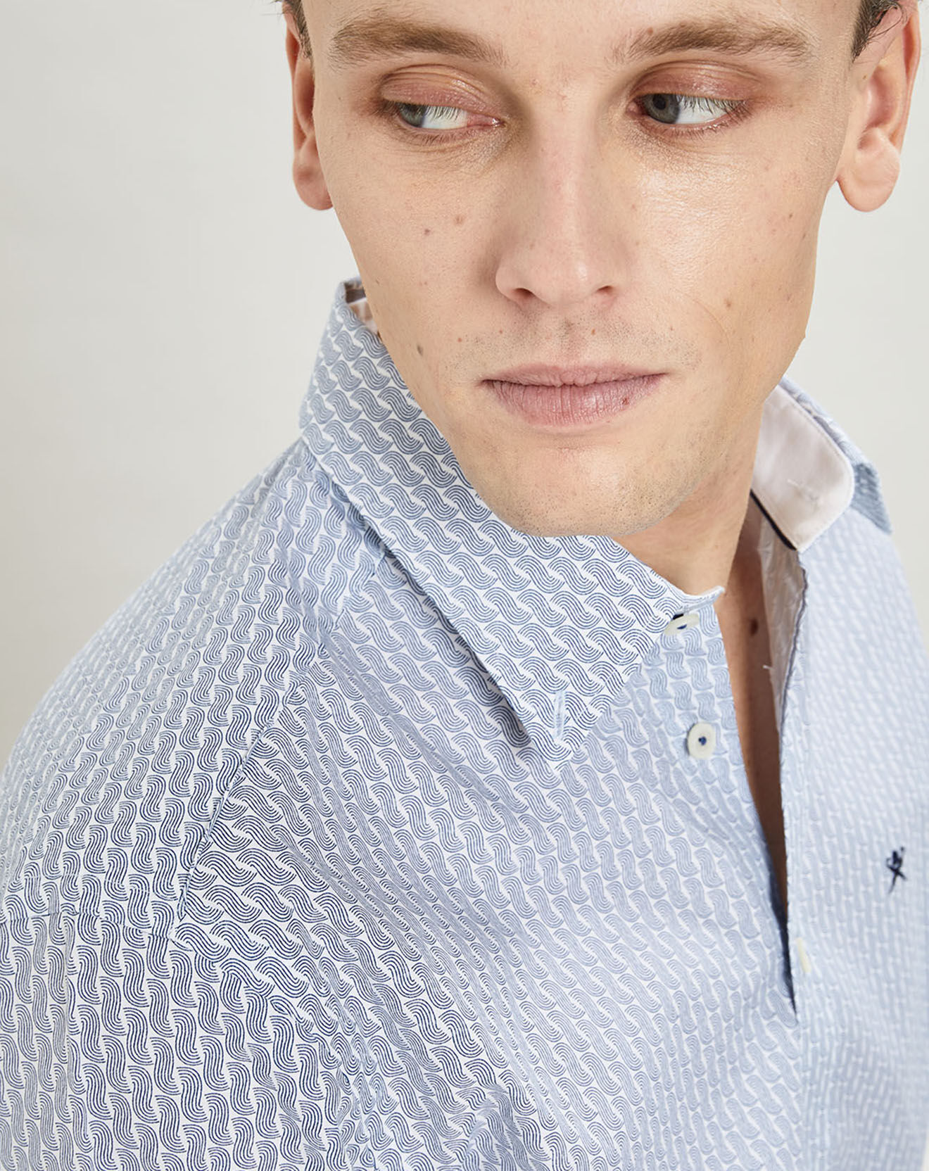 Hackett London Chemise Slim Fit Vague imprimée bleue
