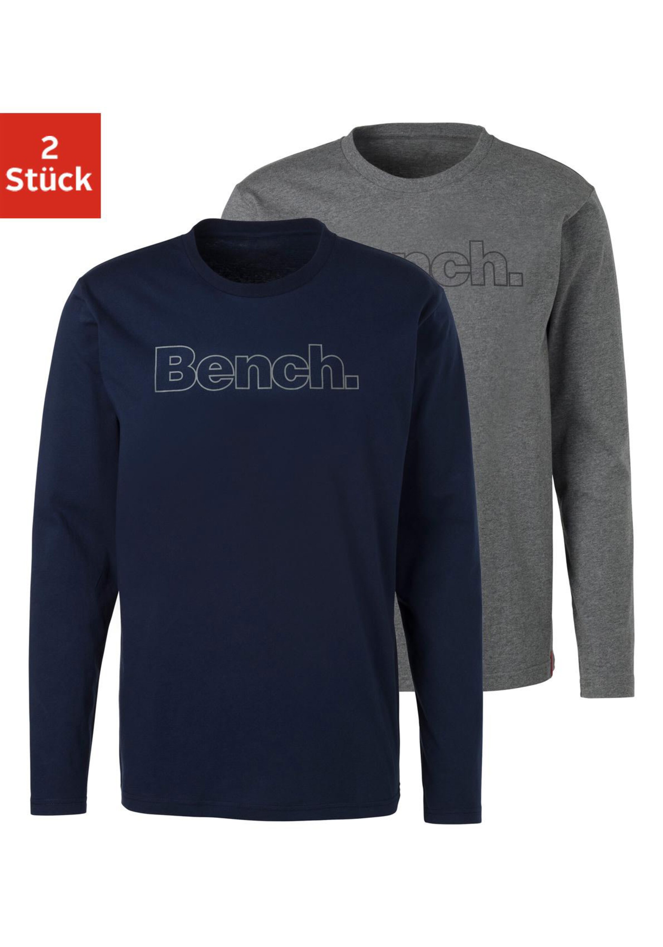 Langarmshirt in navy, grau-meliert