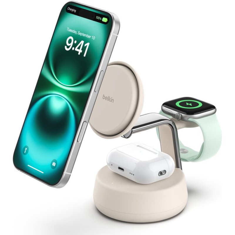 Belkin Qi2 Fitness tracker, Casques, Smartphone, Smartwatch Blanc USB Recharge sans fil Charge rapide Intérieure
