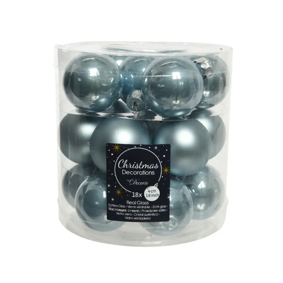 Decoris Kleine kerstballen - 18x - lichtblauw - D4 cm - glas