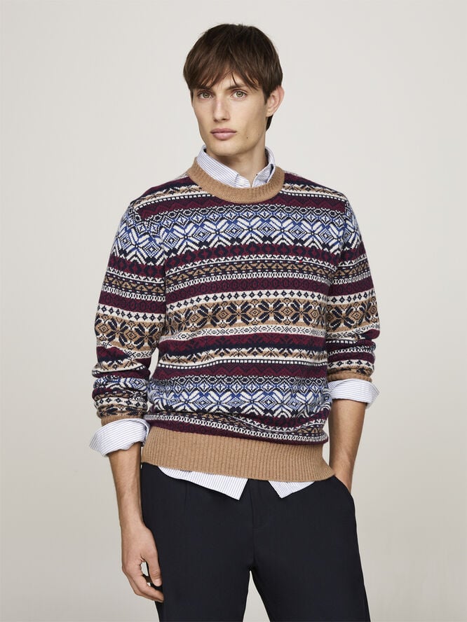 Tommy Hilfiger GIFTING WOOL BLEND FAIRISLE C NK Safari canvas / multi