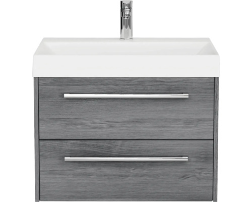 Pelipal Milano badkamermeubelset, BxHxD 70 x 56,9 x 45 cm, grafiet getextureerde fronten met witte mineraalgietwastafel, SET-138-002