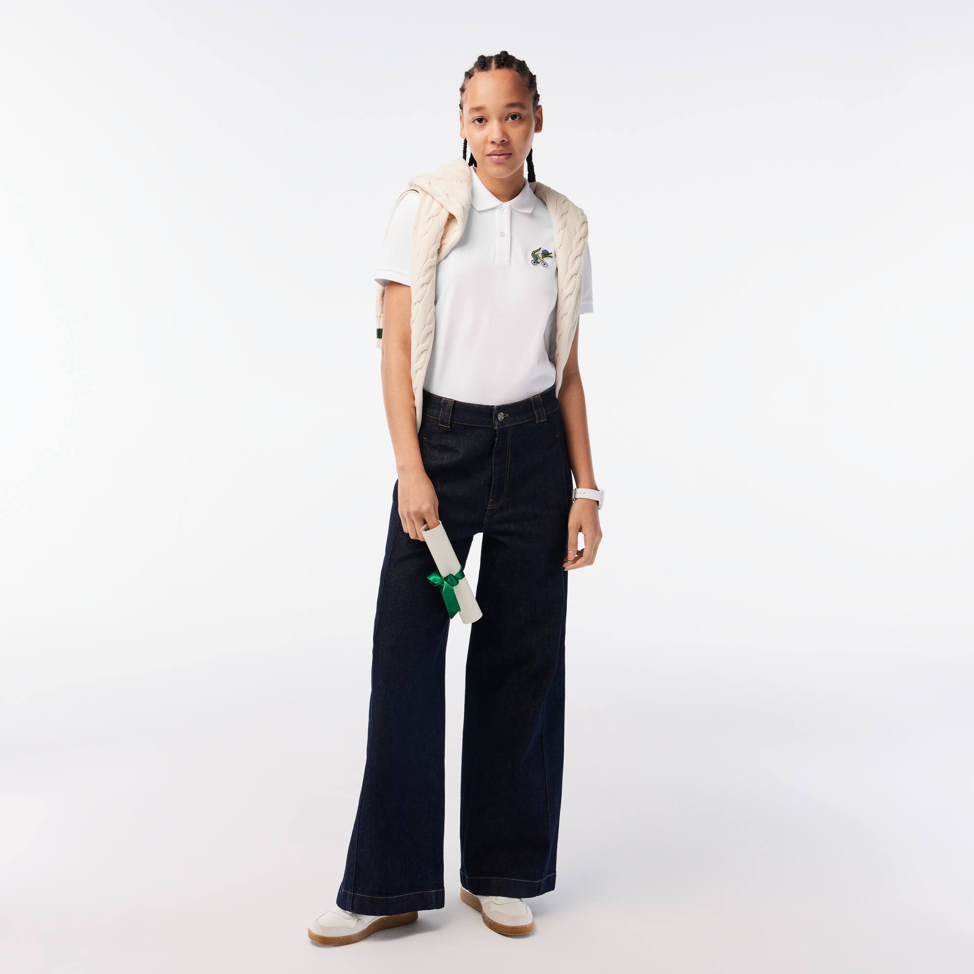 Polo femme Lacoste x Netflix crocodile séries Manches Courtes - Blanc - Lacoste - Femme
