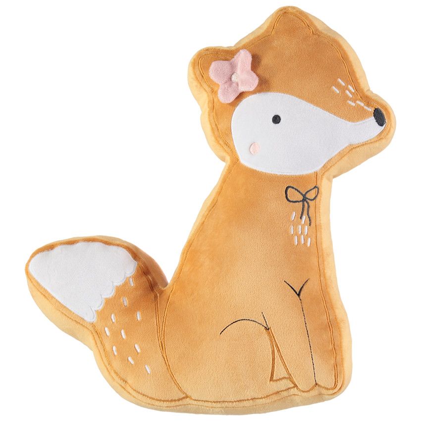 Coussin forme renard en velours - Moutarde
