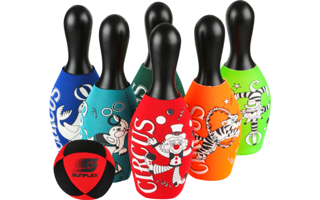 sunflex sport Zirkus Bowling Set 7-teilig mit Aufbewahrungstasche