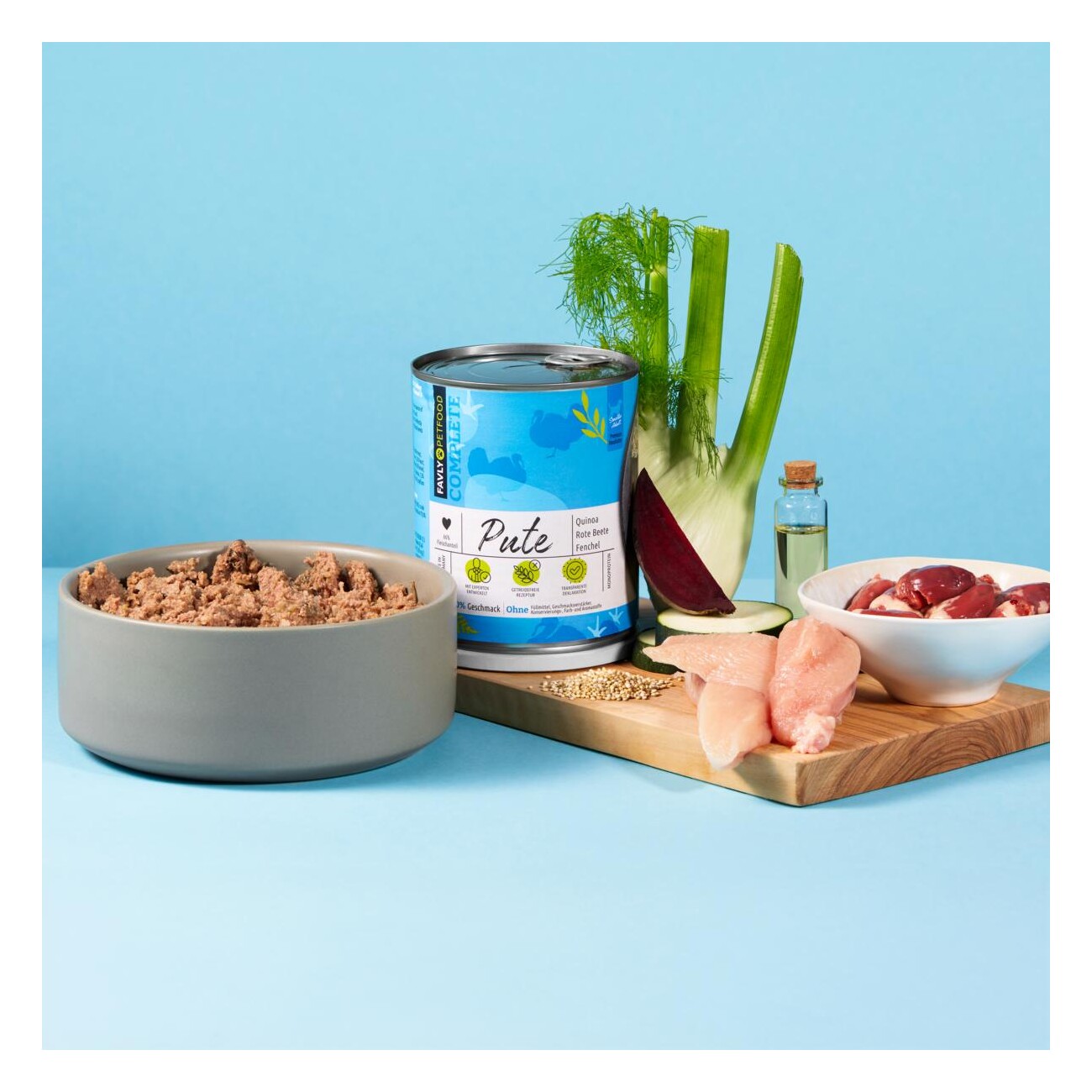 FAVLY Petfood Nassfutter Pute mit Quinoa, Rote Beete & Fenchel 6x800 g
