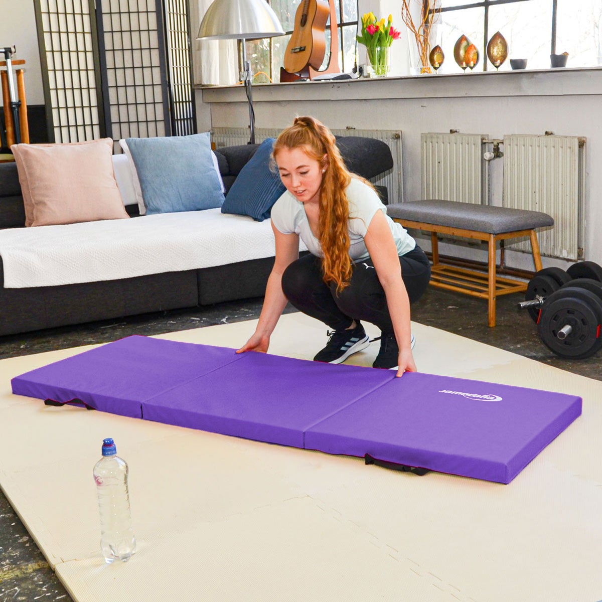Opvouwbare gymnastiekmat 180x60 - 5 cm dikke oefenmat auberginezwart