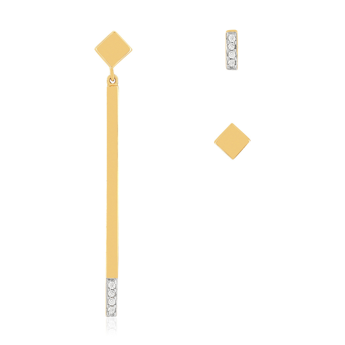 Boucles d'oreilles or jaune 375 diamants