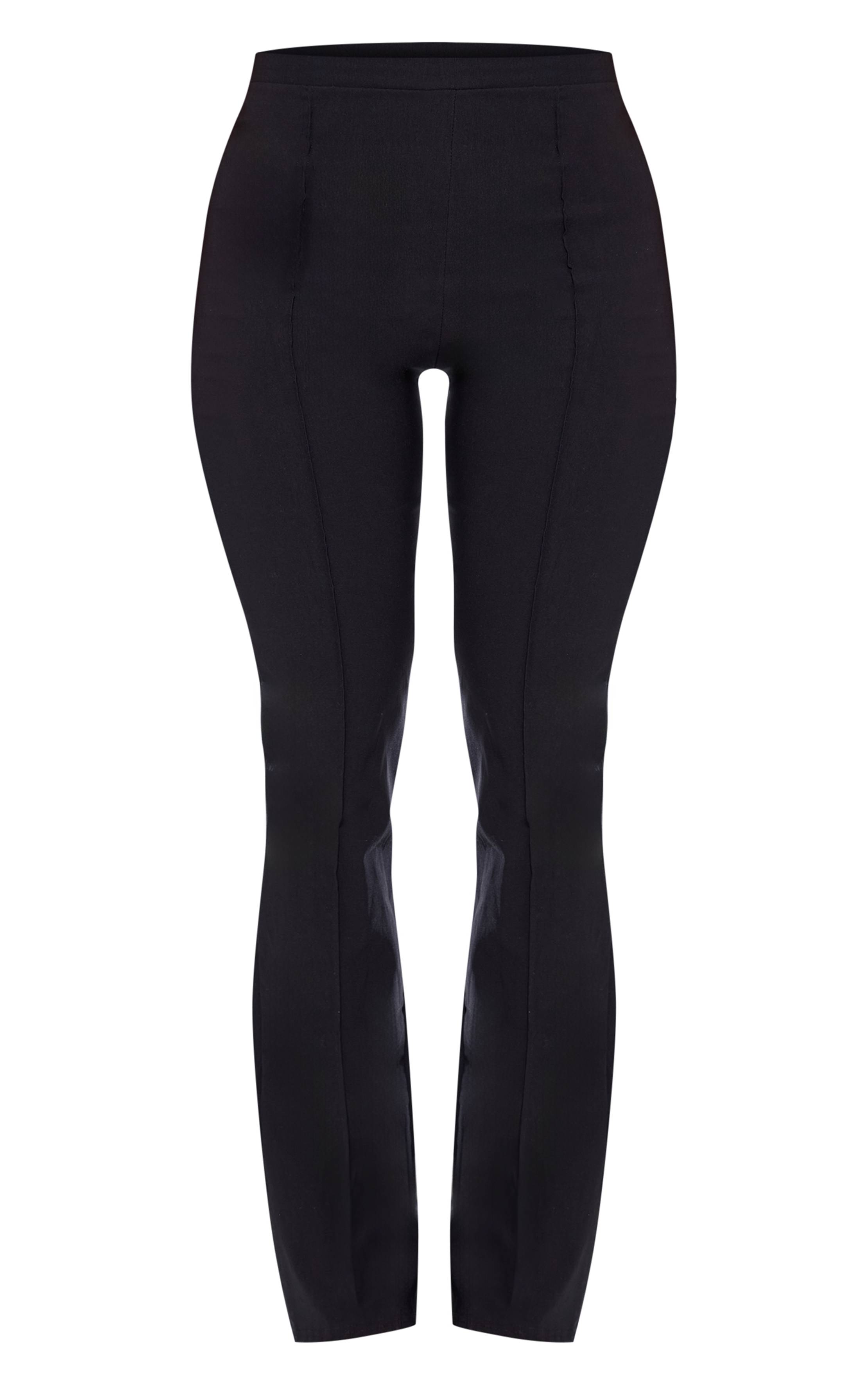 Noir Pantalon Évasé Taille Haute À Pinces Ajusté Shape