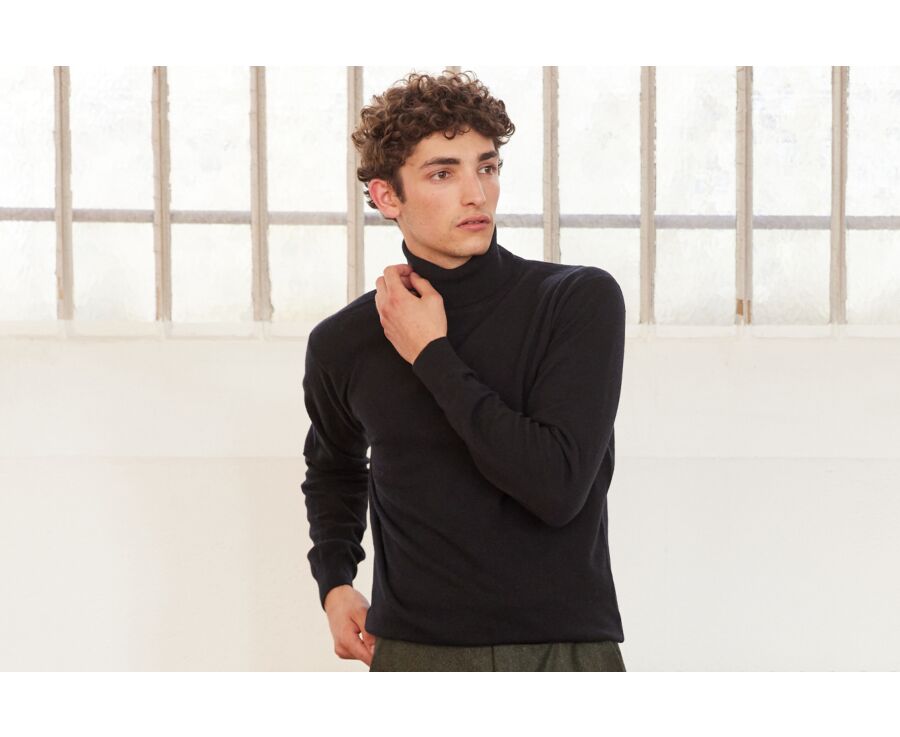 Pull col roulé homme laine Noir - EMERIC