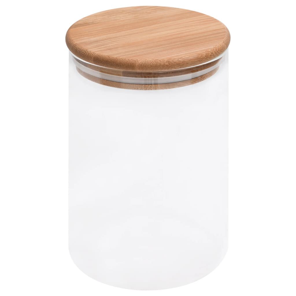 vidaXL Glazen potten met bamboe deksel, 4 stuks, 800 ml