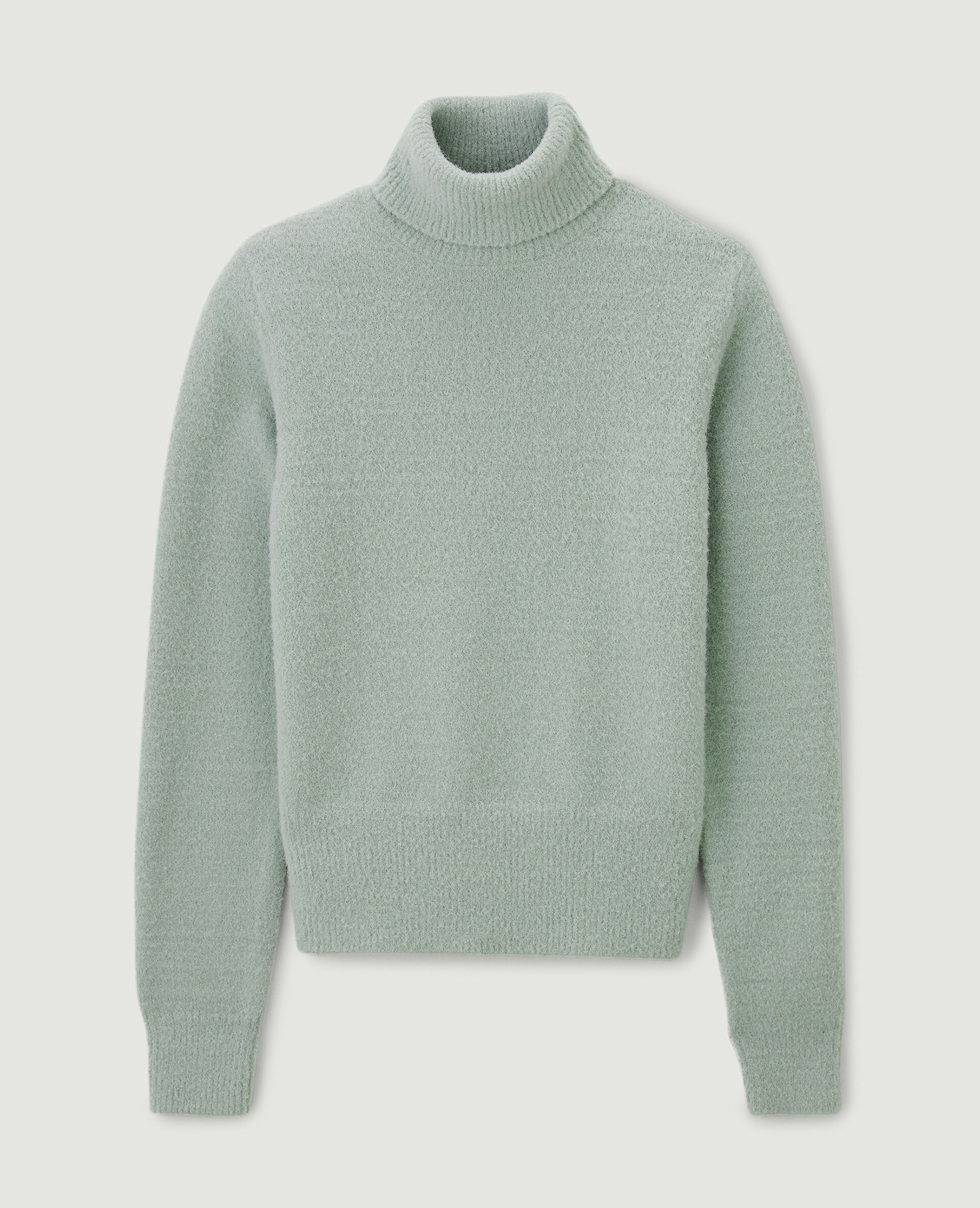 Pull col roulé maille fluffy - Vert