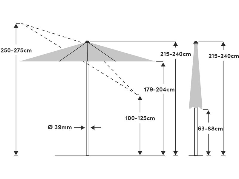 Suncomfort by Glatz Sonnenschirm Shell Turn 300 cm, Light T Sonnenschirm