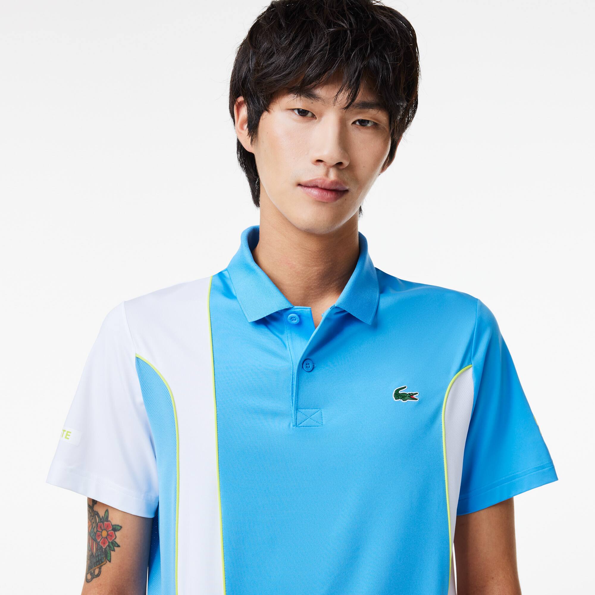 Polo homme Lacoste SPORT x Novak Djokovic color-block regular fit Manches Courtes - Bleu - Lacoste - Homme